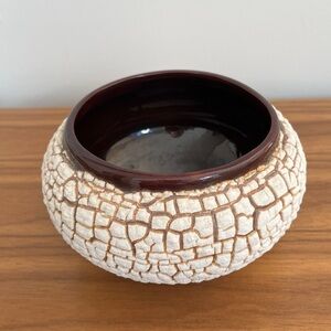 VINTAGE Hand Made Textured Crackle Glaze Decorative Pot Dated 1979 Minimalist